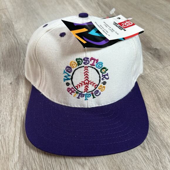 Vintage‎ Woodstock Hippies Snapback Hat White Wool Blend USA MiLB Baseball Cap - Picture 1 of 12